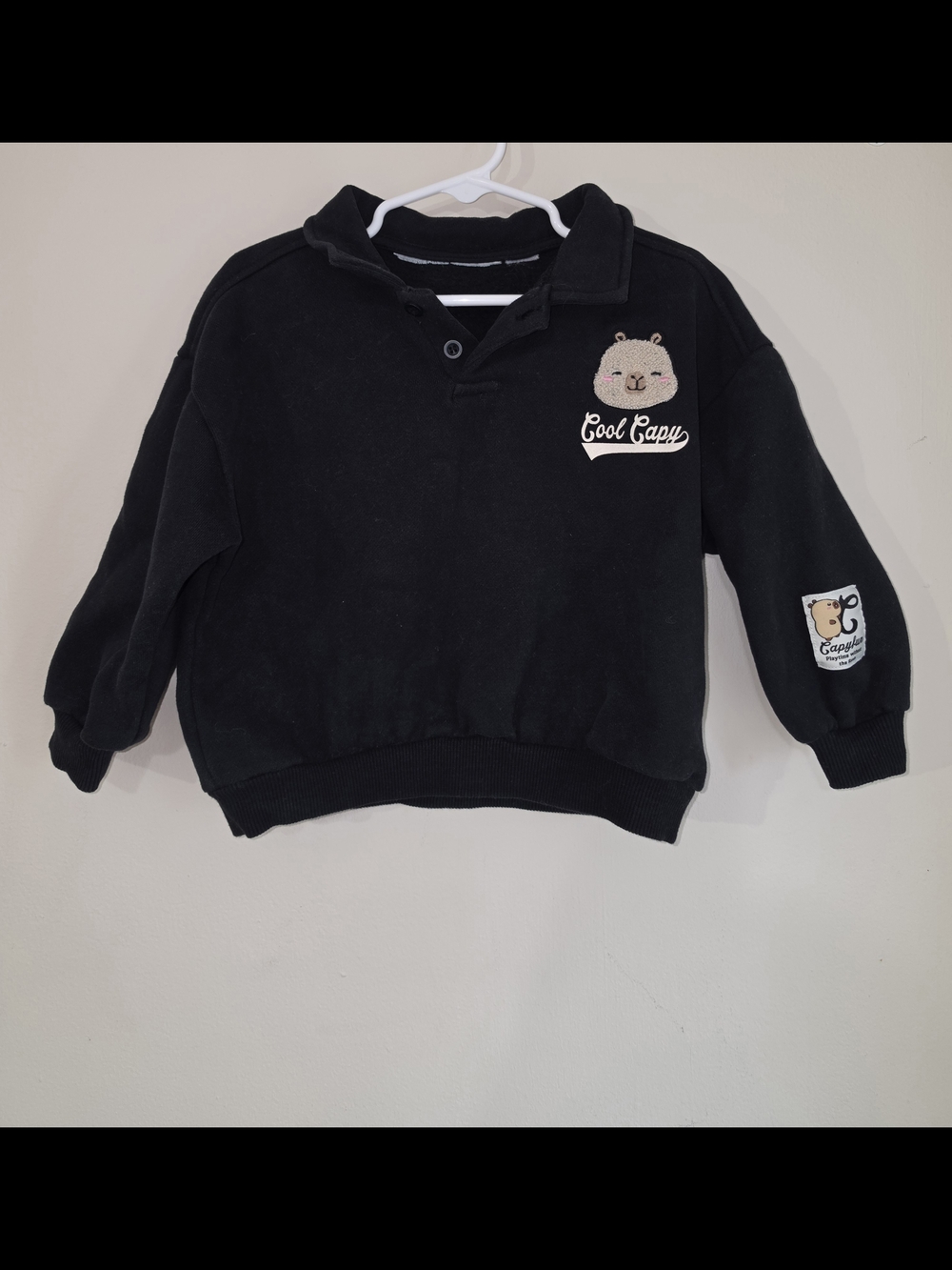 Zara Kids Black Sweatshirt with Capybara